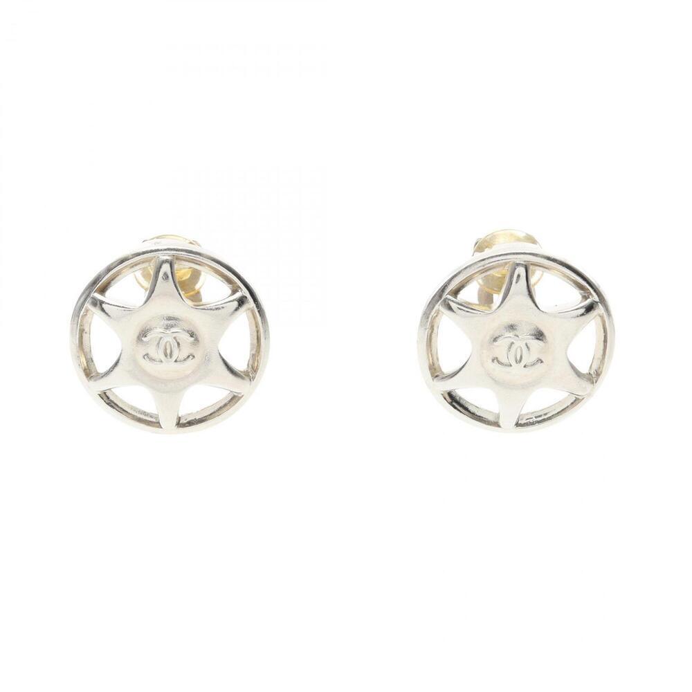 CHANEL Silver Logo Earrings